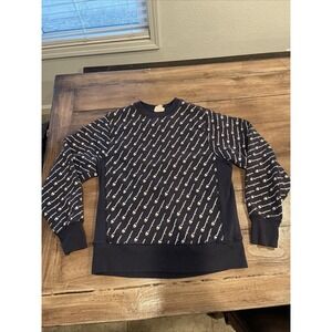 Vintage Champion Reverse Weave Crew Neck  Mens Medium Blue All Over Print